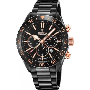 Reloj Festina Ceramic 44mm Negro/Rosado