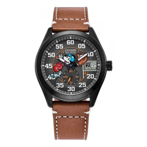Reloj Citizen Bv1089-05w 42mm Batter's Up Mickey Café Negro Negro