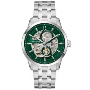 Reloj Bulova Sutton 40mm Automatico Plateado/verde Plateado Plateado Verde Musgo