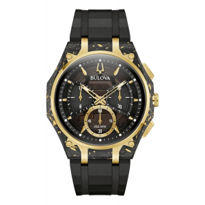 Reloj Bulova Curv Cuarzo 44 Mm Dorado/negro Negro Dorado Negro