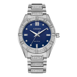 Reloj Citizen Em1020-57l 32mm Eco-drive Silhouette Azul/plat Plateado Plateado Azul