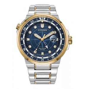 BJ7144-52L Reloj Citizen Endeavor Gmt Eco Drive 44mm Azul/Dorado/Plateado