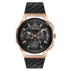 Reloj Bulova CURV Hombre 44mm  Negro/Rosado