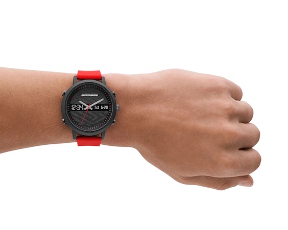 SR5073 RELOJ SKECHERS CABALLERO NEGRO ROJO .2